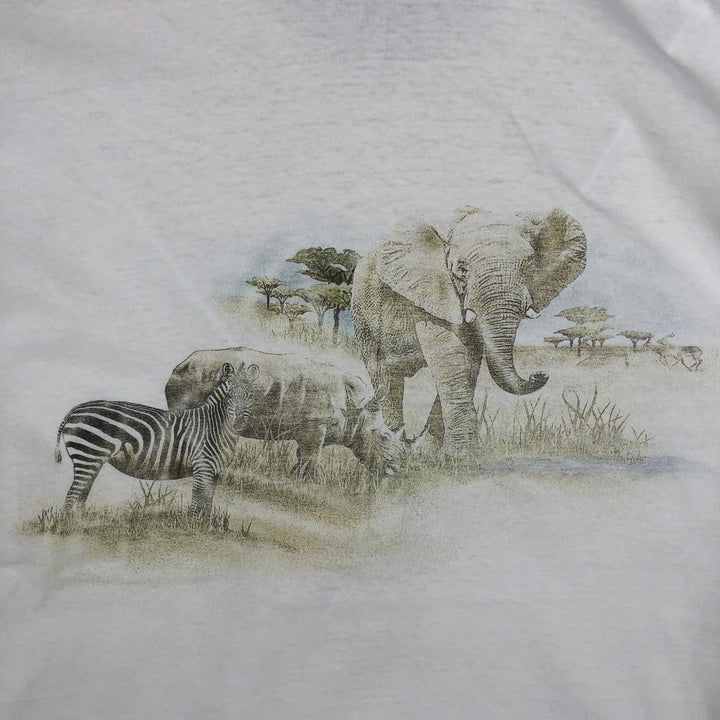 2000'S Hanes Heavyweight Animal T-shirt, Men's XL equivalent. cotton white type Vintage Second Hand