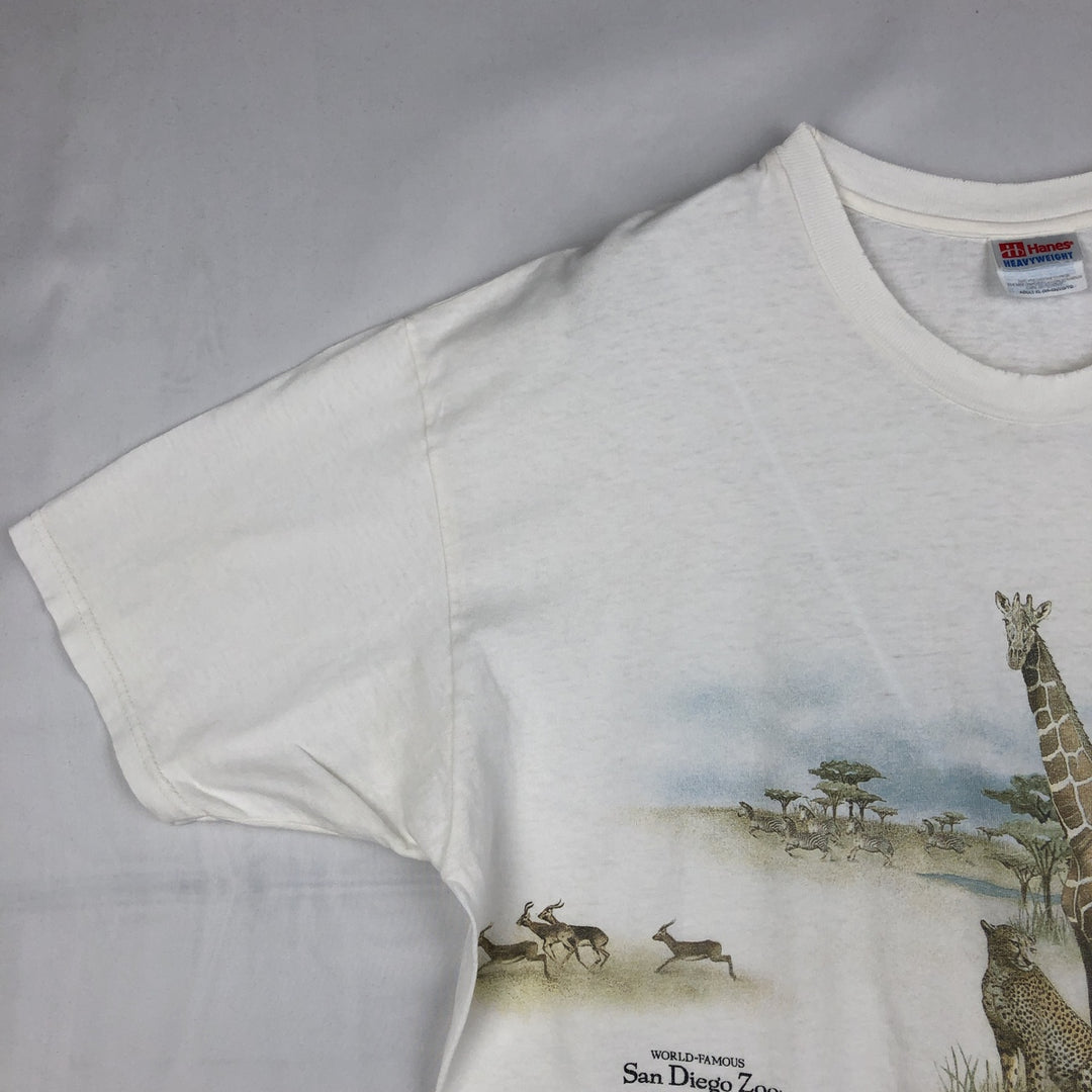 2000'S Hanes Heavyweight Animal T-shirt, Men's XL equivalent. cotton white type Vintage Second Hand