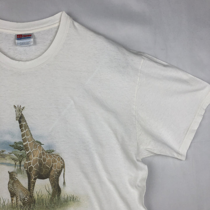 2000'S Hanes Heavyweight Animal T-shirt, Men's XL equivalent. cotton white type Vintage Second Hand