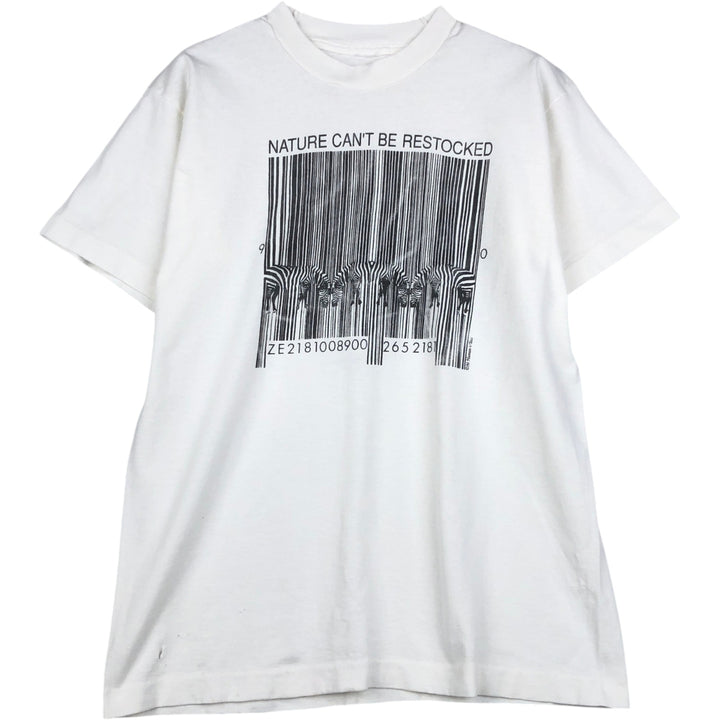 90'S Zebra Pattern Animal T-Shirt, Men's Size M (Equivalent), Vintage unclear white type Vintage Second Hand