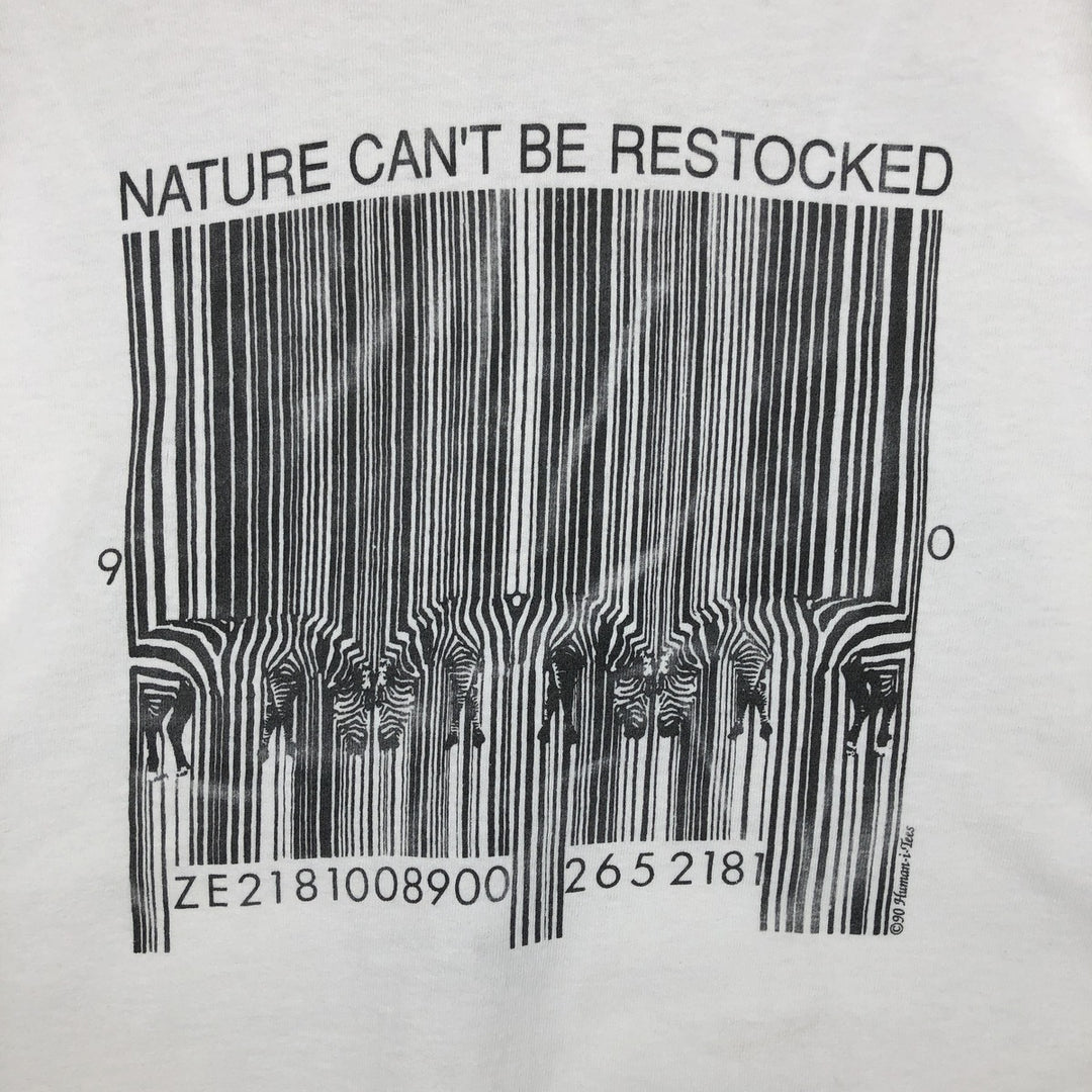90'S Zebra Pattern Animal T-Shirt, Men's Size M (Equivalent), Vintage unclear white type Vintage Second Hand