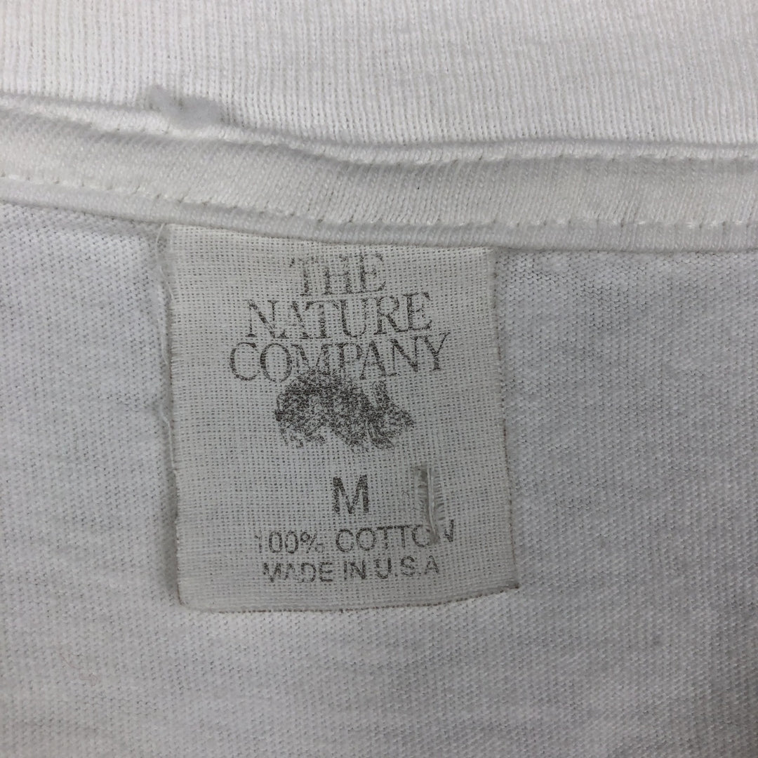 80'S THE NATURE COMPANY Elephant Pattern Animal T-Shirt, Made in USA, Men's Size M (Equivalent), Vintage cotton white type Vintage Second Hand