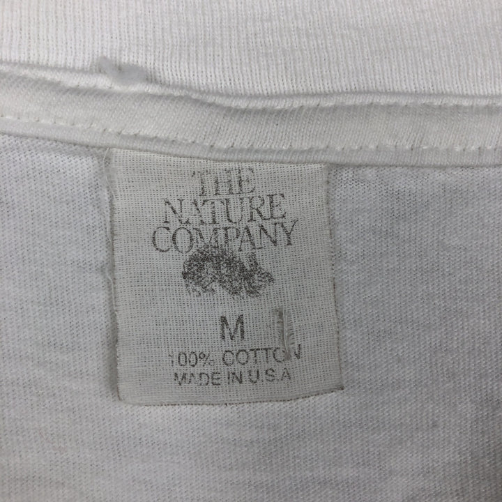 80'S THE NATURE COMPANY Elephant Pattern Animal T-Shirt, Made in USA, Men's Size M (Equivalent), Vintage cotton white type Vintage Second Hand