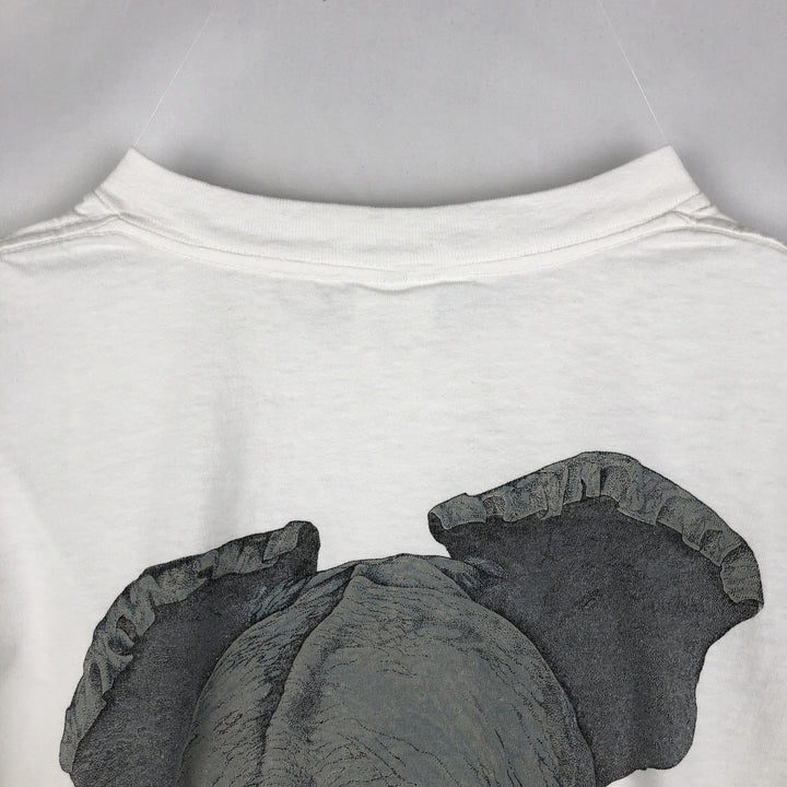 80'S THE NATURE COMPANY Elephant Pattern Animal T-Shirt, Made in USA, Men's Size M (Equivalent), Vintage cotton white type Vintage Second Hand