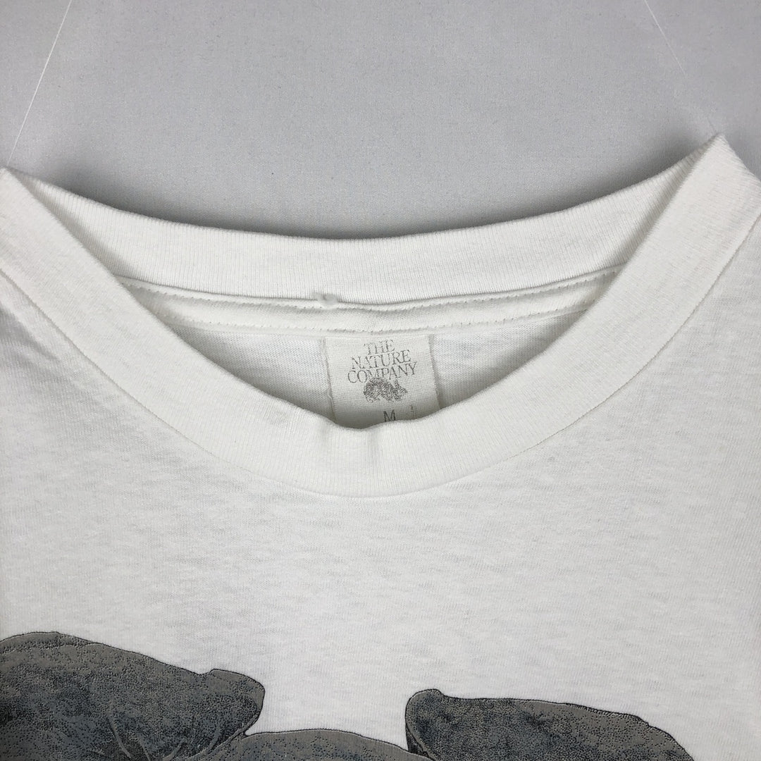80'S THE NATURE COMPANY Elephant Pattern Animal T-Shirt, Made in USA, Men's Size M (Equivalent), Vintage cotton white type Vintage Second Hand