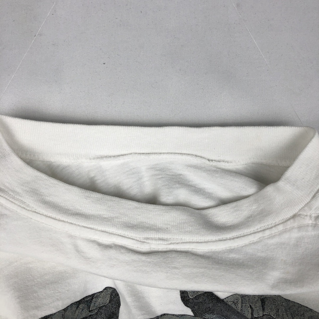 80'S THE NATURE COMPANY Elephant Pattern Animal T-Shirt, Made in USA, Men's Size M (Equivalent), Vintage cotton white type Vintage Second Hand