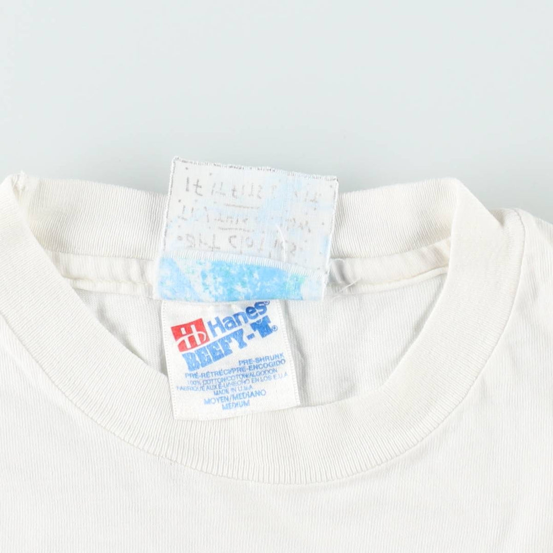 90'S LOCAL COLOR ART CLOTHES Hanes BEEFY-T Eagle Pattern All-Over Print Animal T-Shirt Made in USA Men's Size M (approx.) cotton white type Vintage Second Hand