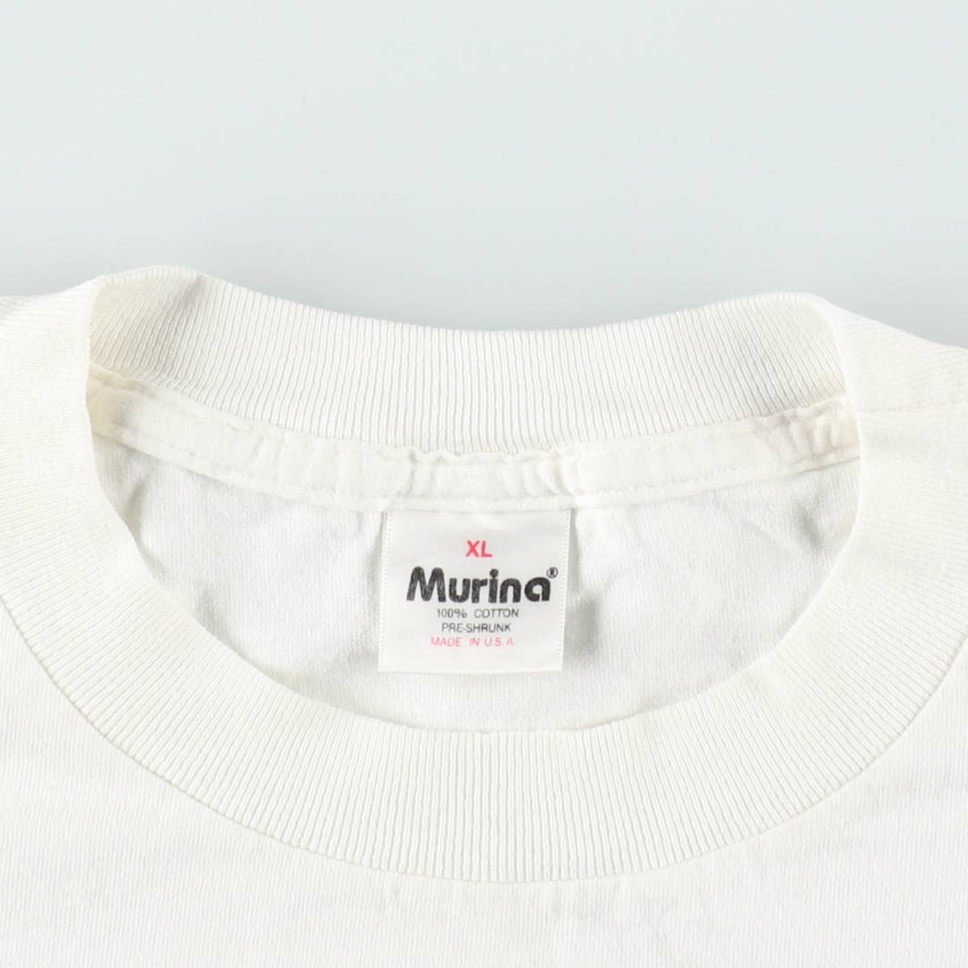90'S MURINA Cat Pattern Animal T-Shirt, Made in USA, Men's XL equivalent, Vintage cotton white type Vintage Second Hand