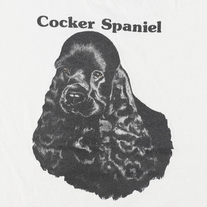 80s-90'S JERSEYS Cocker Spaniel Dog Print Animal T-Shirt, Made in USA, Men's XL (approx.) Vintage cotton white type Vintage Second Hand