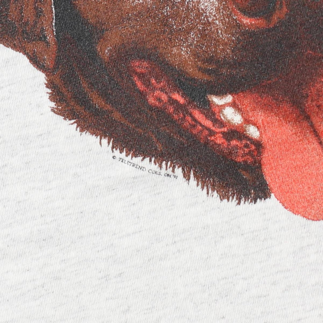 90'S ONEITA POWER-T CHOCOLATE LAB Dog Print Animal T-Shirt, Made in USA, Men's Size L (Equivalent), Vintage cotton gray type Vintage Second Hand