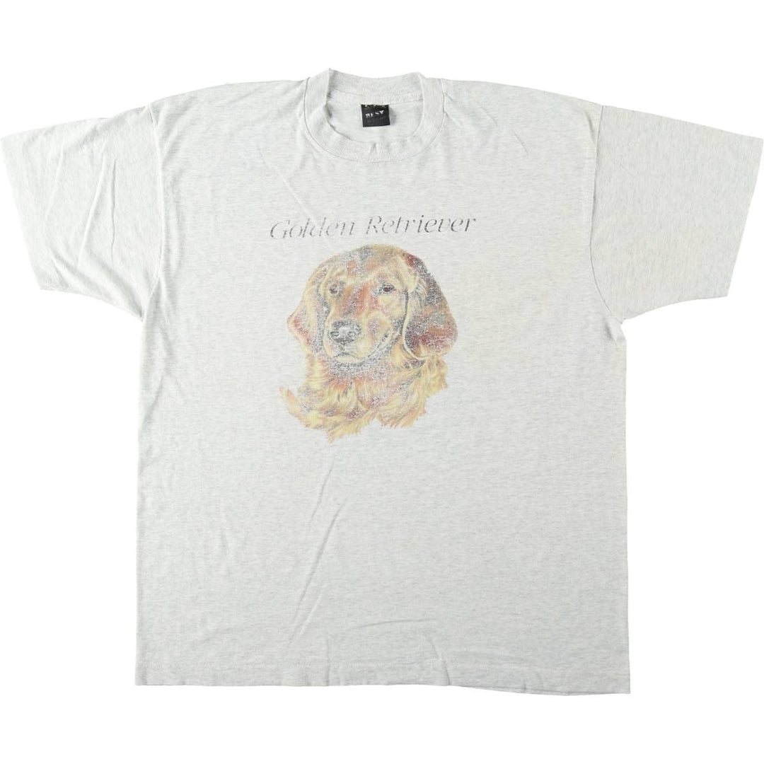 90'S Fruit of the Loom BEST Golden Retriever Dog Print Animal T-Shirt, Made in USA, Men's XL Equivalent, Vintage cotton gray type Vintage Second Hand
