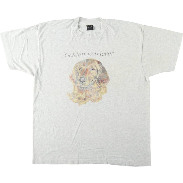 90'S Fruit of the Loom BEST Golden Retriever Dog Print Animal T-Shirt, Made in USA, Men's XL Equivalent, Vintage cotton gray type Vintage Second Hand