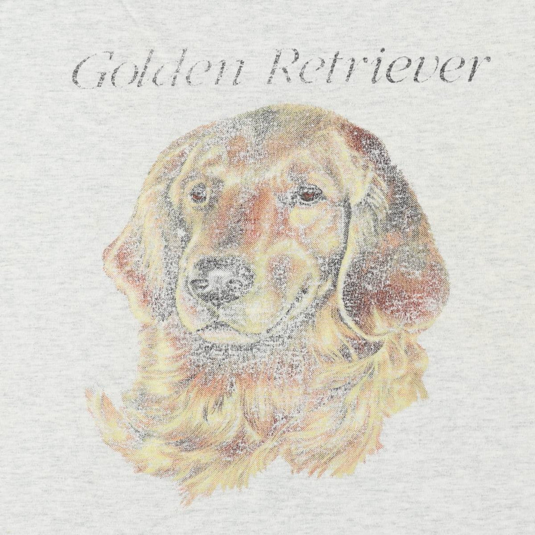 90'S Fruit of the Loom BEST Golden Retriever Dog Print Animal T-Shirt, Made in USA, Men's XL Equivalent, Vintage cotton gray type Vintage Second Hand