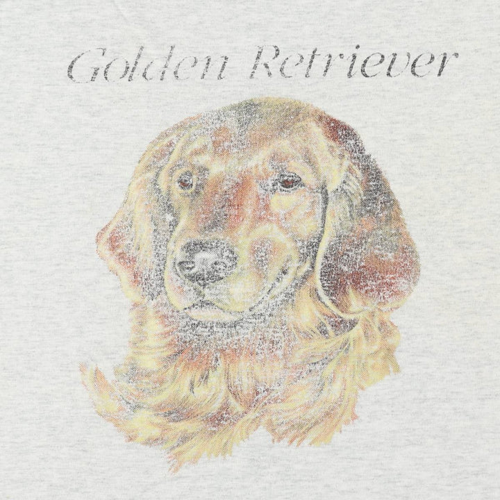 90'S Fruit of the Loom BEST Golden Retriever Dog Print Animal T-Shirt, Made in USA, Men's XL Equivalent, Vintage cotton gray type Vintage Second Hand
