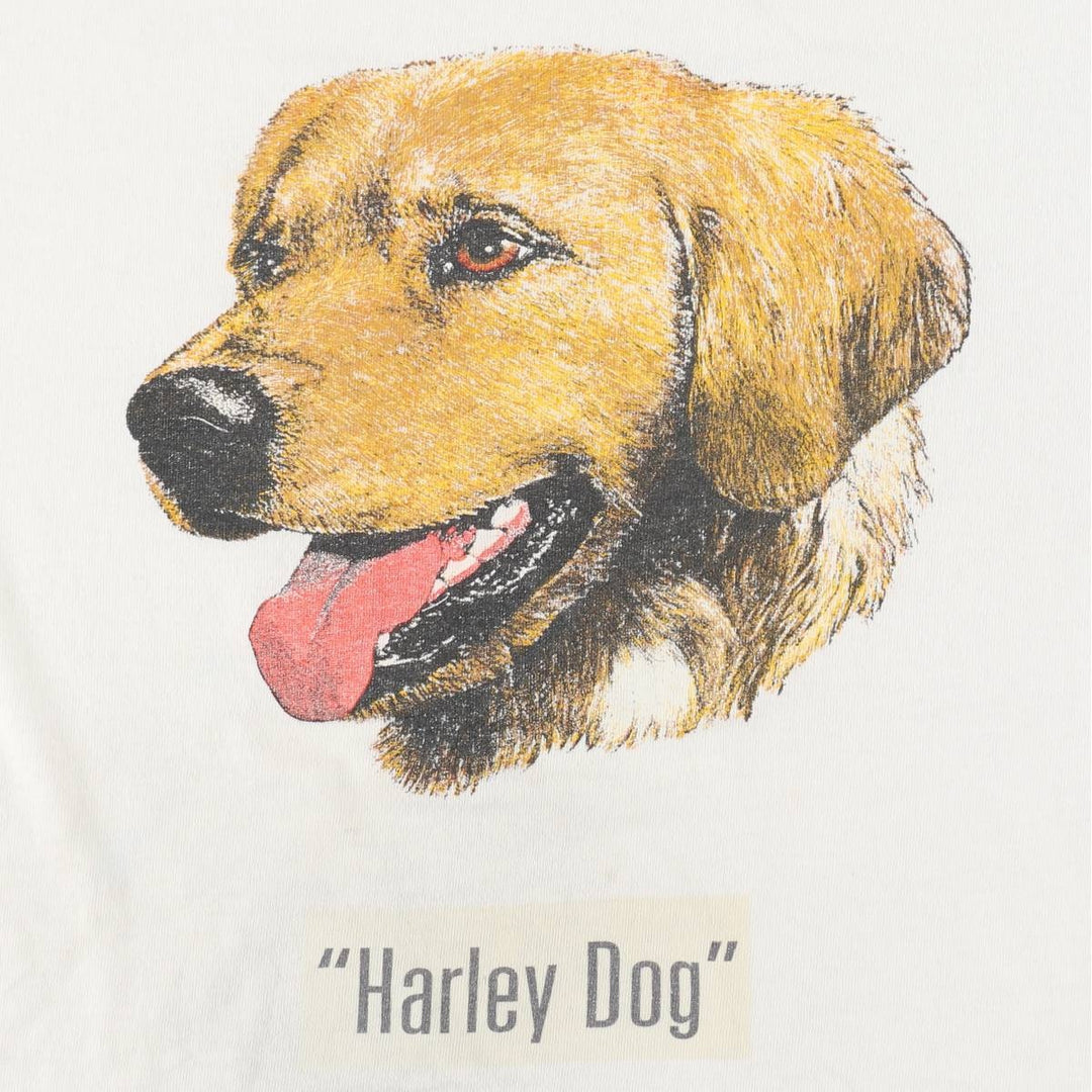 90'S Delta (DELTA) Dog Print Animal T-Shirt, Made in USA, Men's Size L (Equivalent), Vintage cotton white type Vintage Second Hand