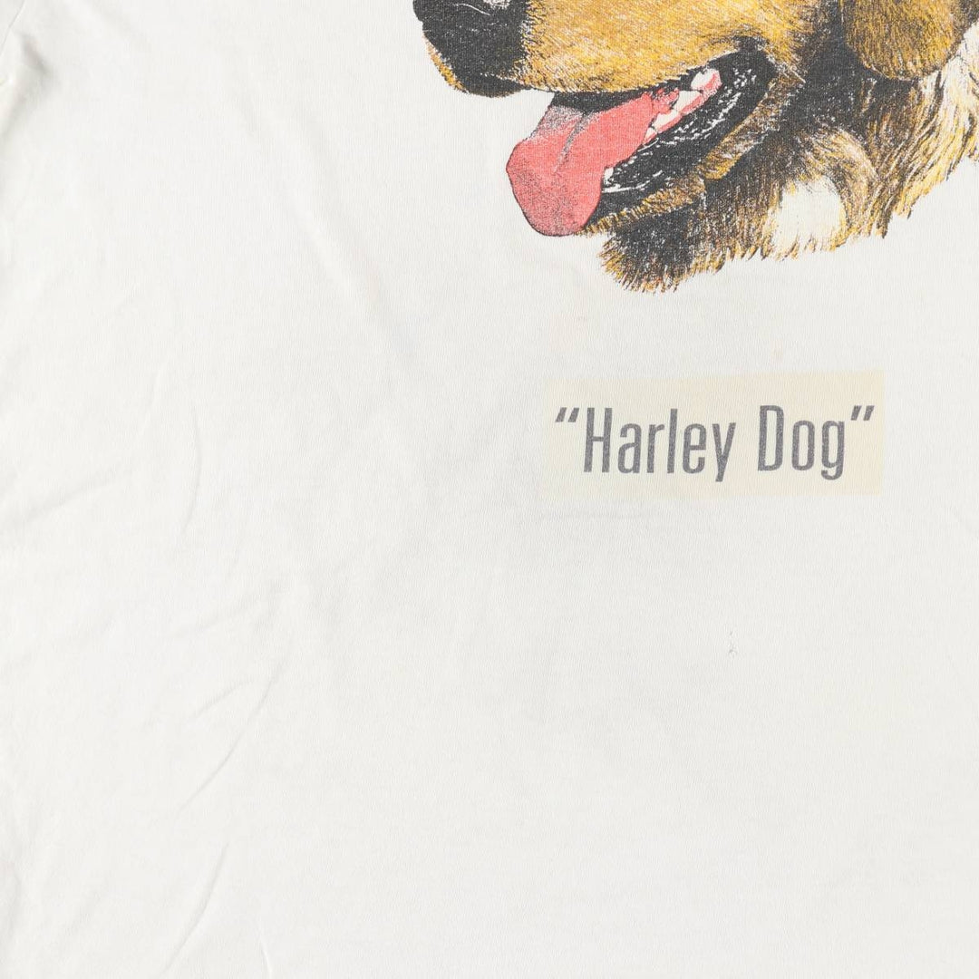 90'S Delta (DELTA) Dog Print Animal T-Shirt, Made in USA, Men's Size L (Equivalent), Vintage cotton white type Vintage Second Hand