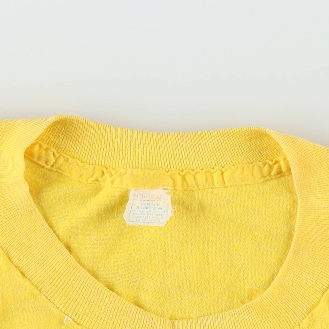 70s-80'S UNION UNDERWEAR BULLDOG Bulldog Animal T-Shirt, Made in USA, Men's Size L (Equivalent), Vintage cotton yellow type Vintage Second Hand