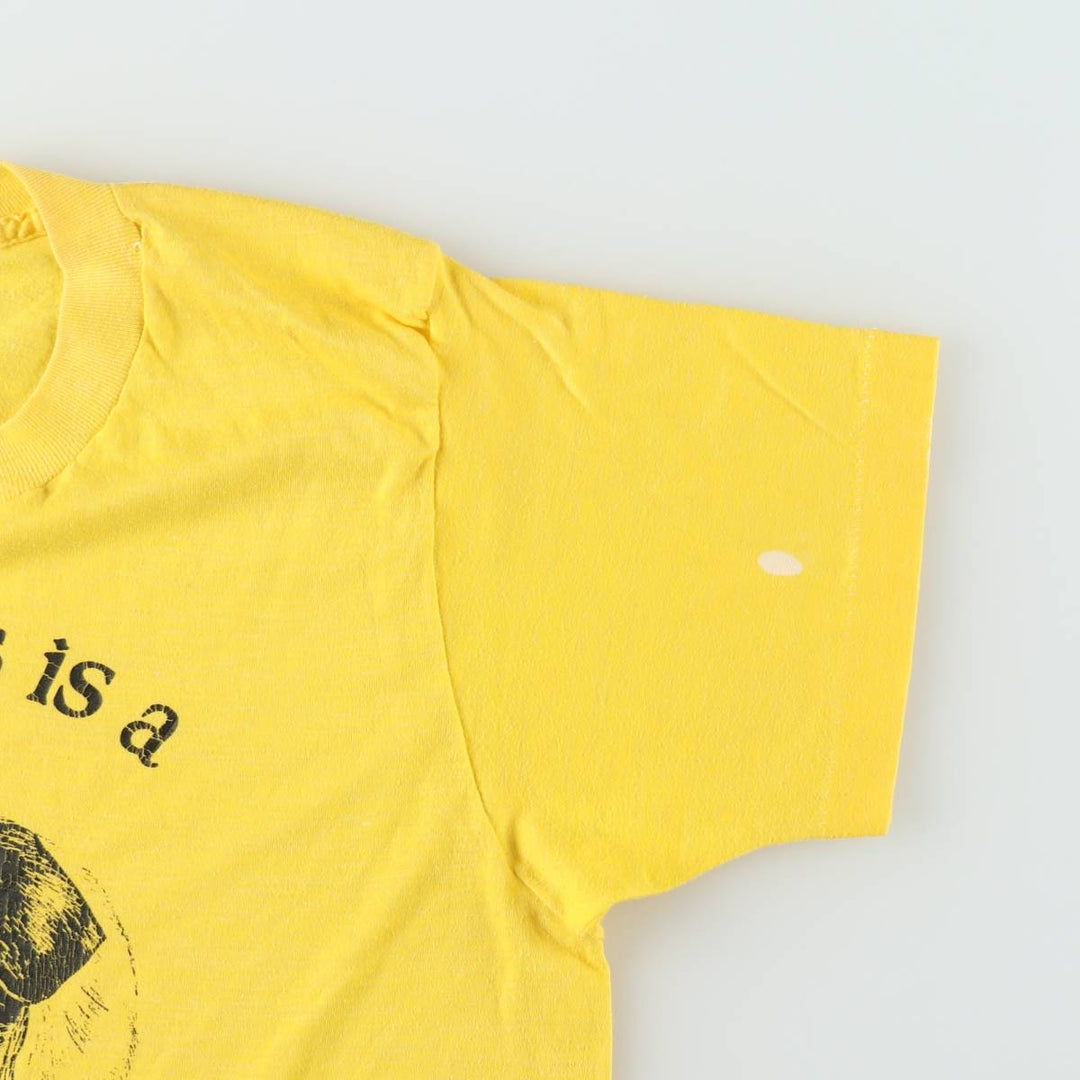 70s-80'S UNION UNDERWEAR BULLDOG Bulldog Animal T-Shirt, Made in USA, Men's Size L (Equivalent), Vintage cotton yellow type Vintage Second Hand