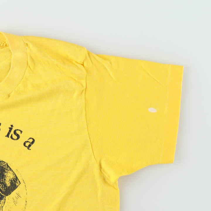 70s-80'S UNION UNDERWEAR BULLDOG Bulldog Animal T-Shirt, Made in USA, Men's Size L (Equivalent), Vintage cotton yellow type Vintage Second Hand