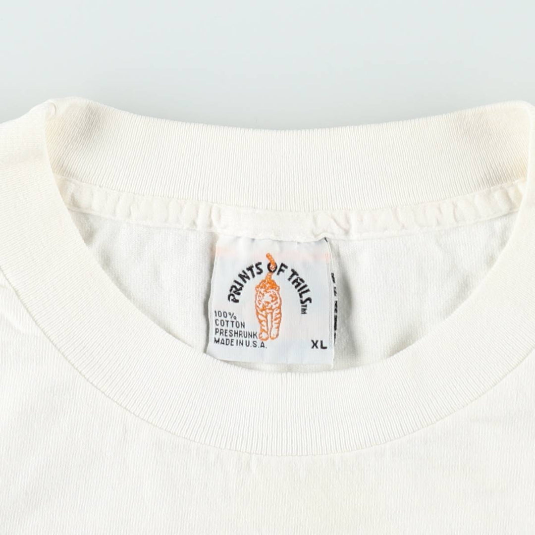 90'S PRINTS OF TAILS Cat Pattern Animal T-shirt Made in USA Men's XL Vintage cotton white type Vintage Second Hand