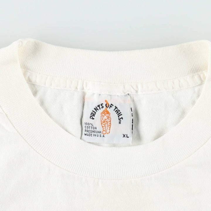 90'S PRINTS OF TAILS Cat Pattern Animal T-shirt Made in USA Men's XL Vintage cotton white type Vintage Second Hand