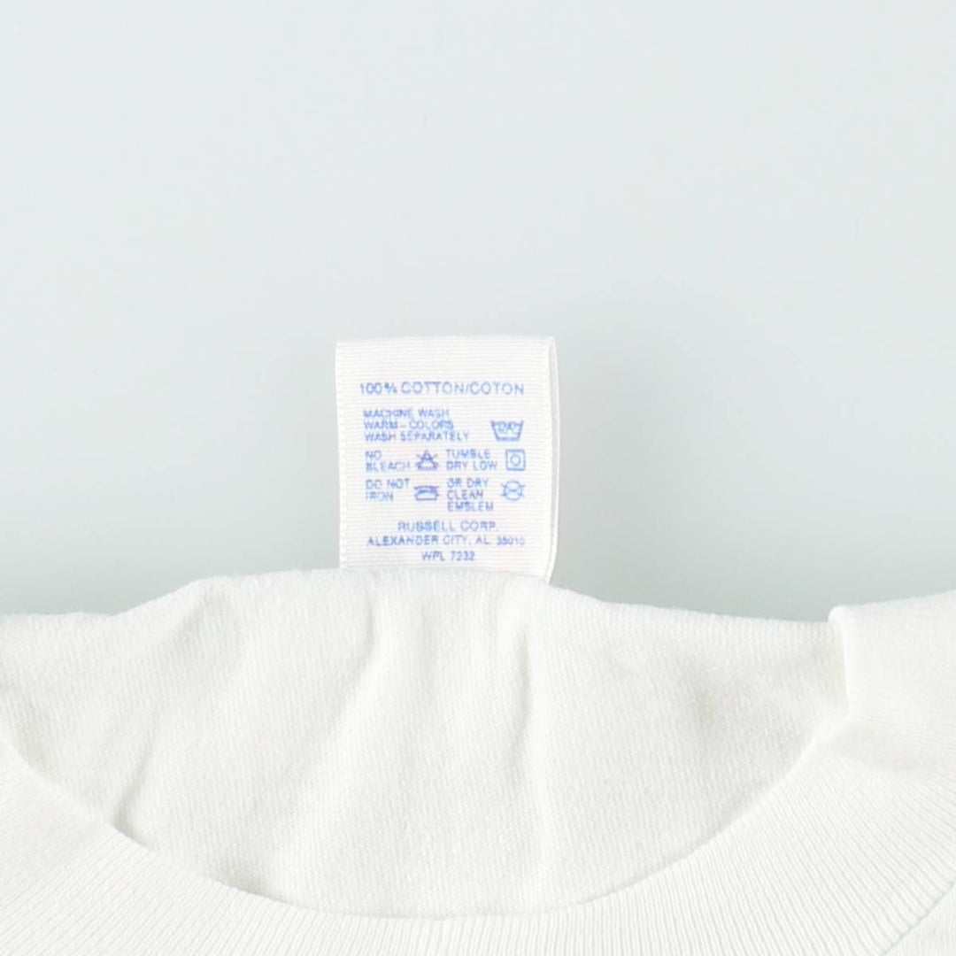 90'S Jerzees Cat Pattern Bird Animal T-Shirt, Made in USA, Men's Size L (approx.), Vintage cotton white type Vintage Second Hand