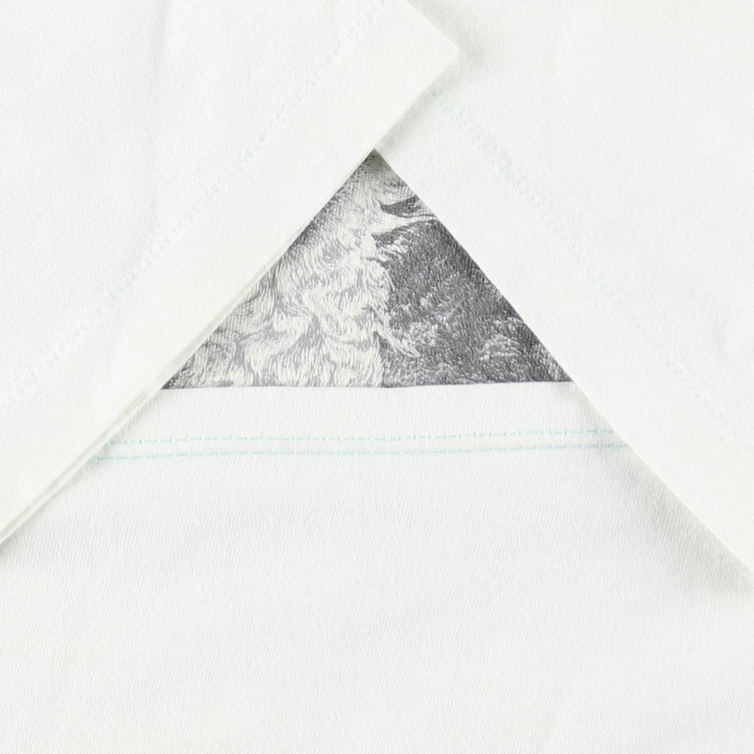 90'S Jerzees Cat Pattern Bird Animal T-Shirt, Made in USA, Men's Size L (approx.), Vintage cotton white type Vintage Second Hand