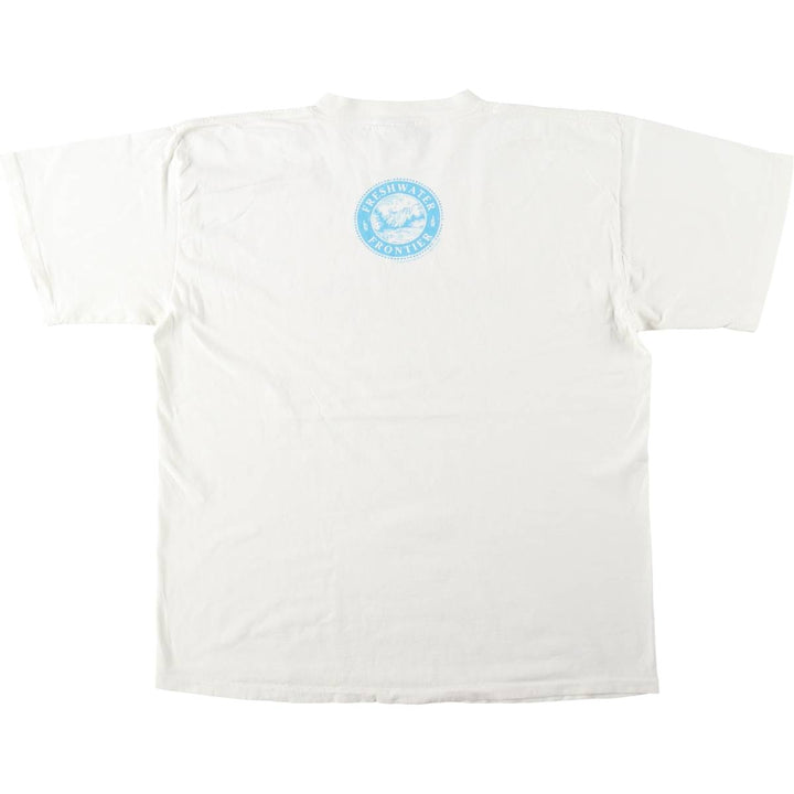 90'S Badger Fish Print Animal T-Shirt, Made in USA, Men's XL (approx.) Vintage cotton white type Vintage Second Hand