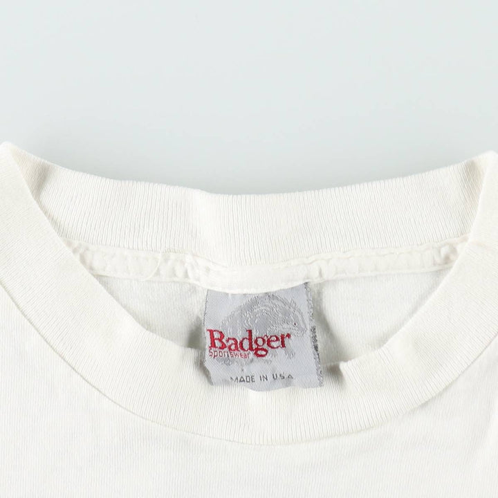 90'S Badger Fish Print Animal T-Shirt, Made in USA, Men's XL (approx.) Vintage cotton white type Vintage Second Hand