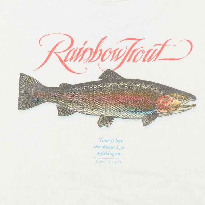 90'S Badger Fish Print Animal T-Shirt, Made in USA, Men's XL (approx.) Vintage cotton white type Vintage Second Hand