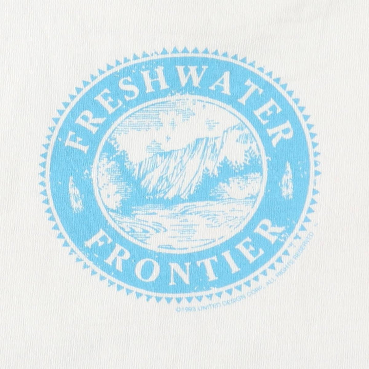 90'S Badger Fish Print Animal T-Shirt, Made in USA, Men's XL (approx.) Vintage cotton white type Vintage Second Hand