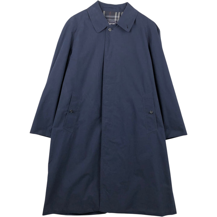 Burberry's Balmacaan Coat, Made in England, Men's Size L cotton navy blue type Vintage Second Hand