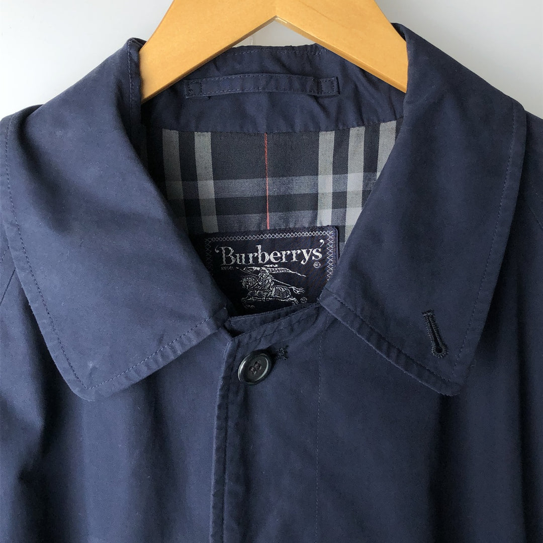 Burberry's Balmacaan Coat, Made in England, Men's Size L cotton navy blue type Vintage Second Hand