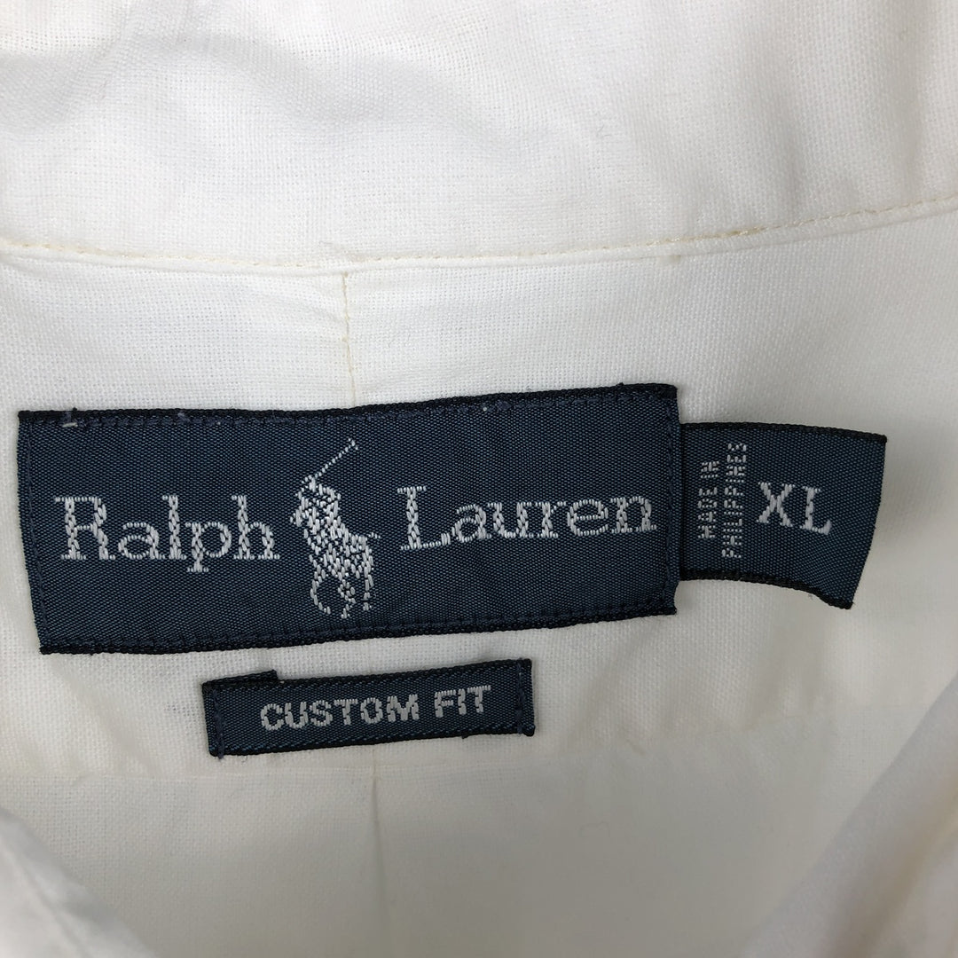 Ralph Lauren CUSTOM FIT short sleeve button down shirt, men's XL size cotton white type Vintage Second Hand