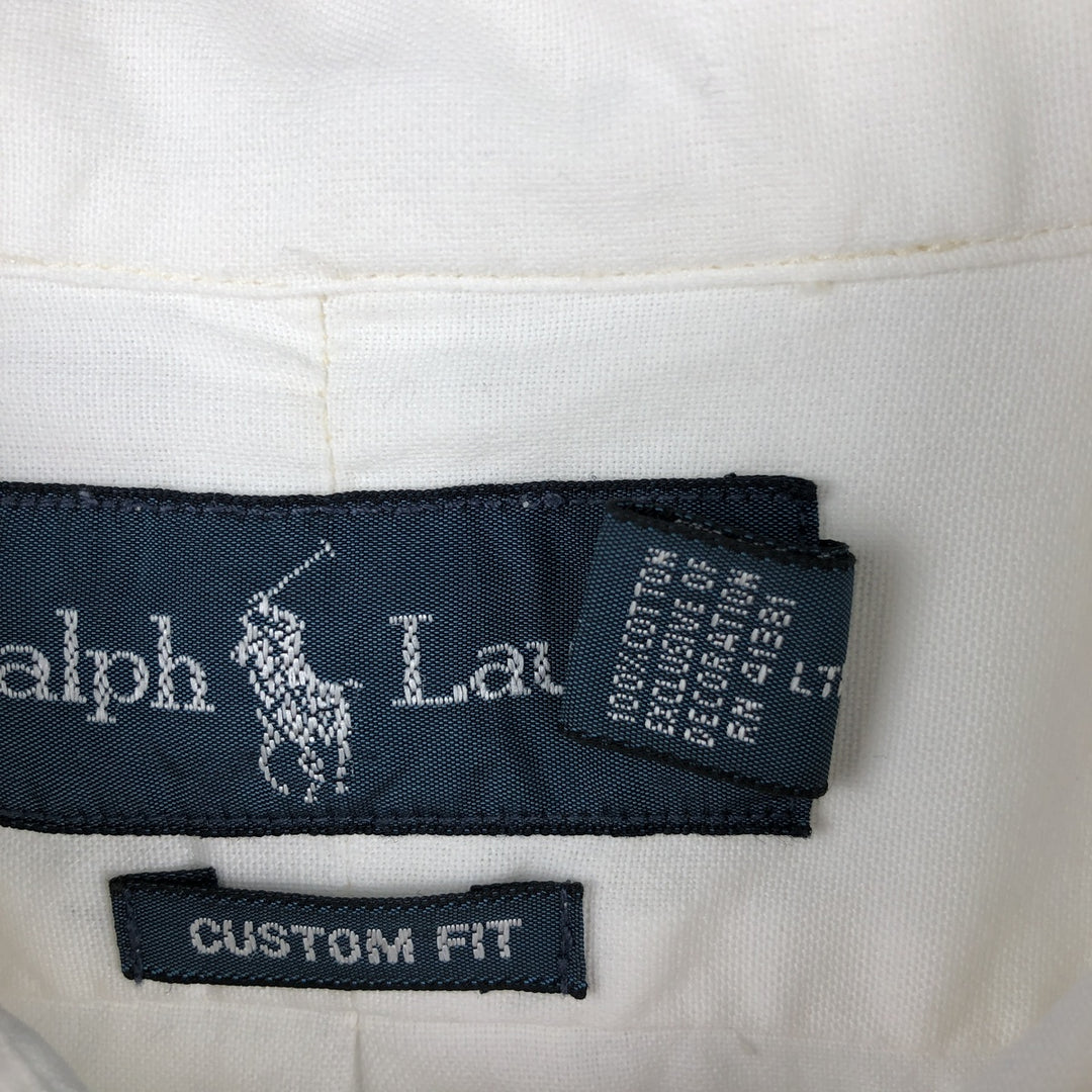 Ralph Lauren CUSTOM FIT short sleeve button down shirt, men's XL size cotton white type Vintage Second Hand