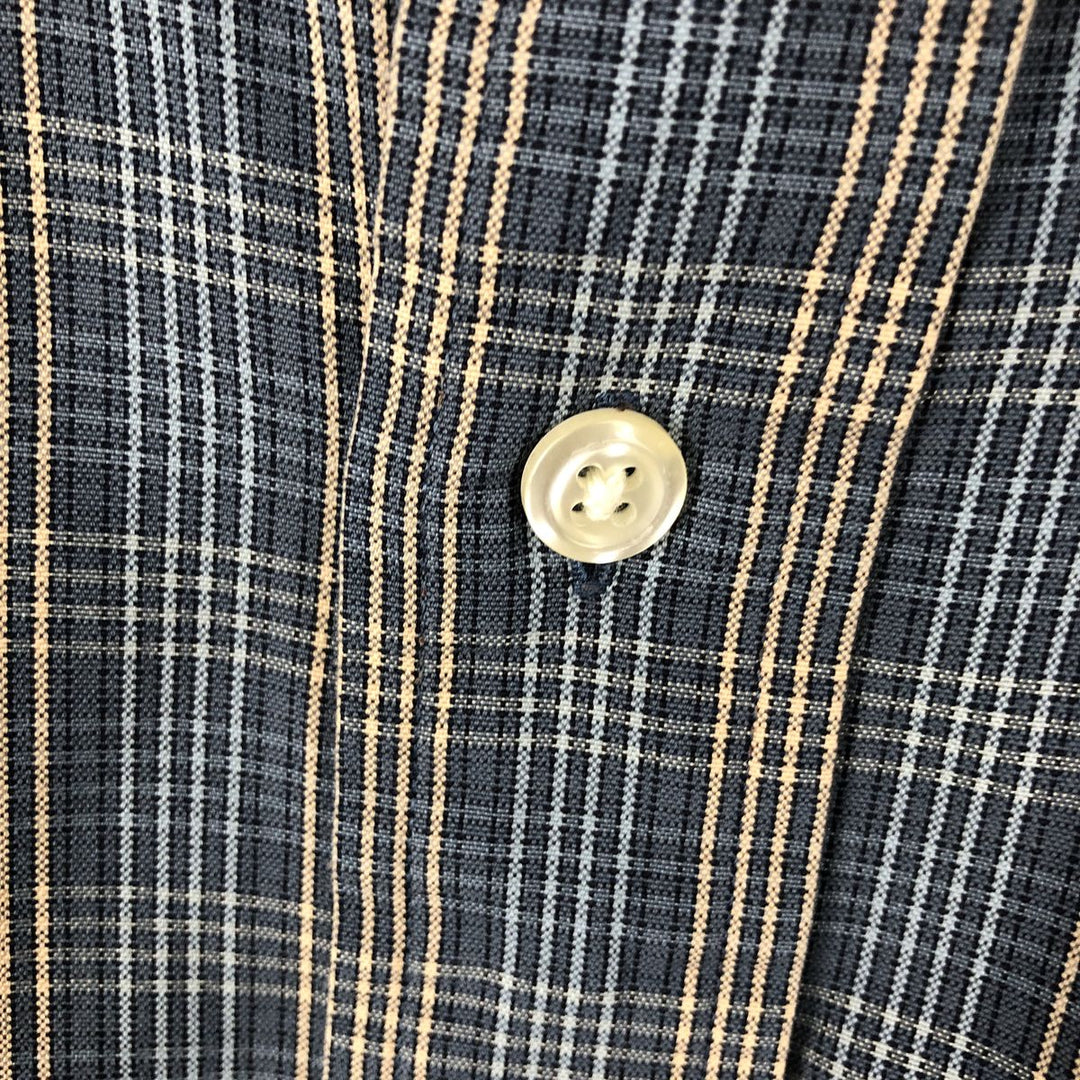 Brooks Brothers Men's Long Sleeve Button-Down Check Shirt, Size XL cotton navy blue type Vintage Second Hand