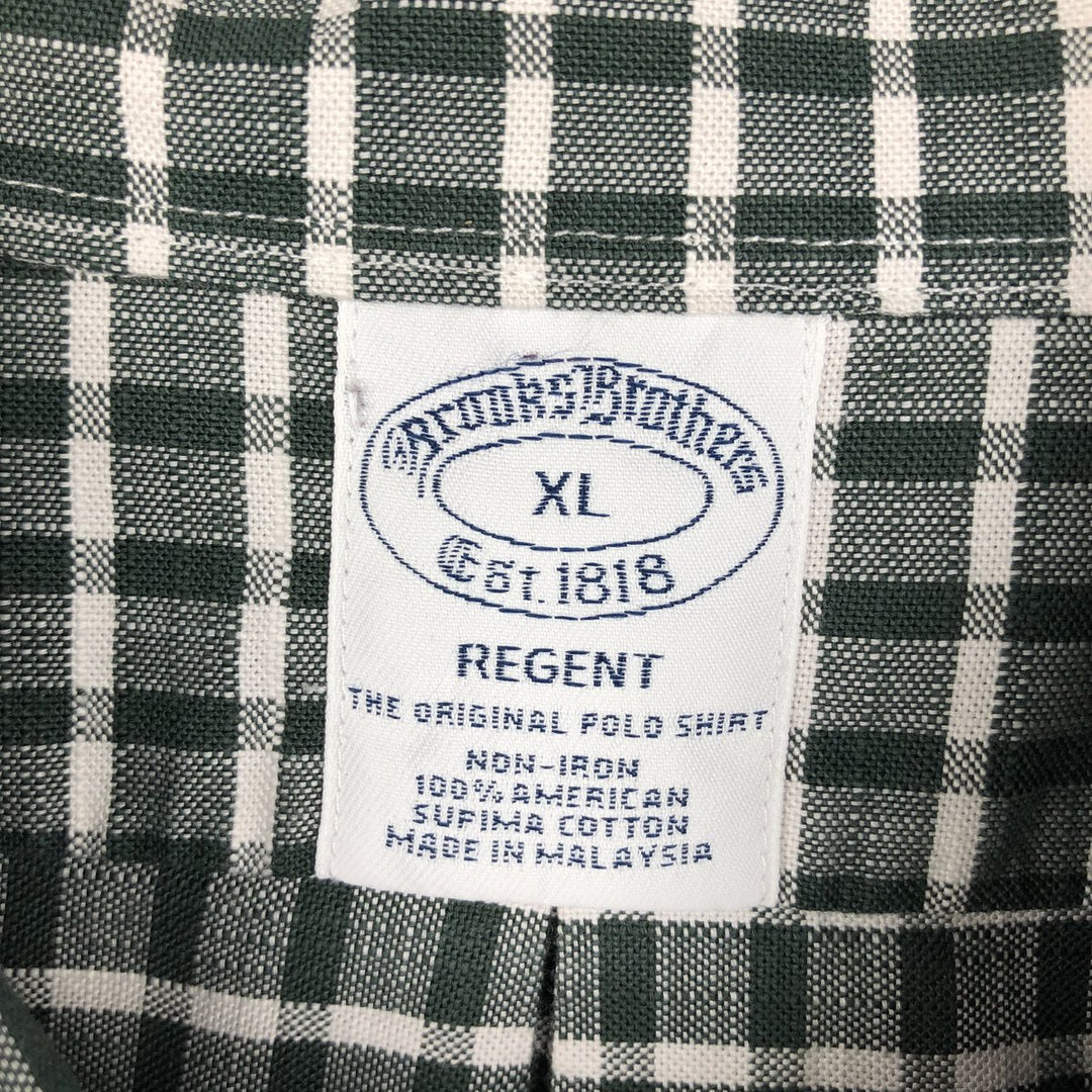 Brooks Brothers Est.1818 Long Sleeve Button-Down Check Shirt, Men's XL Supima Cotton Green type dark green Vintage Second Hand