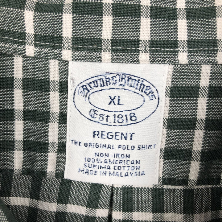 Brooks Brothers Est.1818 Long Sleeve Button-Down Check Shirt, Men's XL Supima Cotton Green type dark green Vintage Second Hand