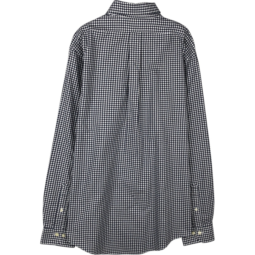 Brooks Brothers 346 Gingham Check Long Sleeve Button-Down Check Shirt, Men's Size L cotton navy blue type Vintage Second Hand