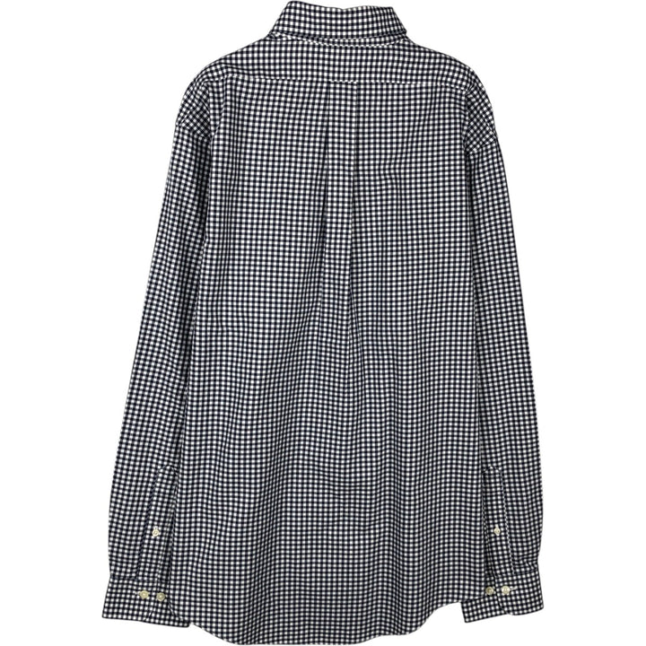 Brooks Brothers 346 Gingham Check Long Sleeve Button-Down Check Shirt, Men's Size L cotton navy blue type Vintage Second Hand