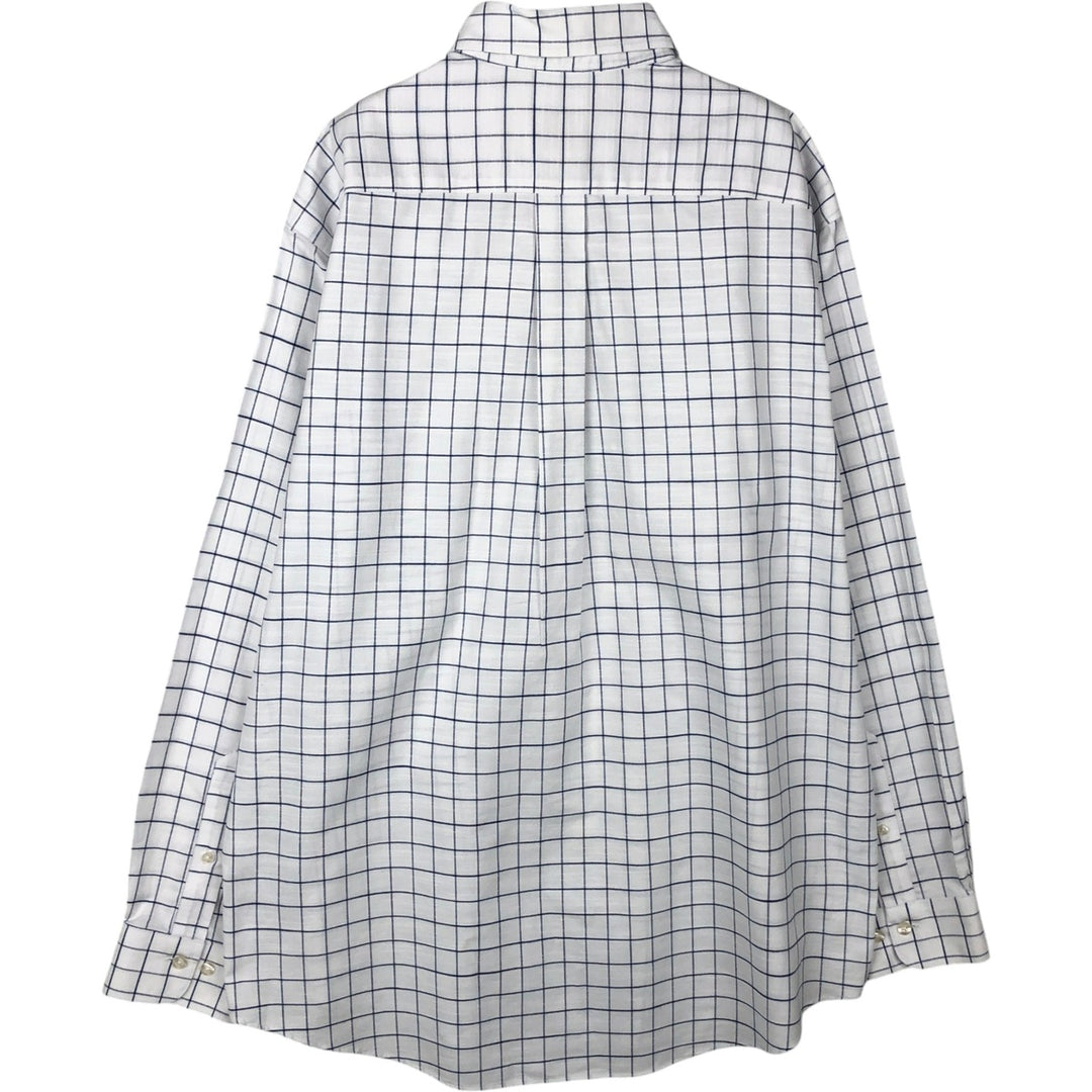 Brooks Brothers Est.1818 MADISON Long Sleeve Button-Down Check Shirt, Men's Size L Supima Cotton white type Vintage Second Hand