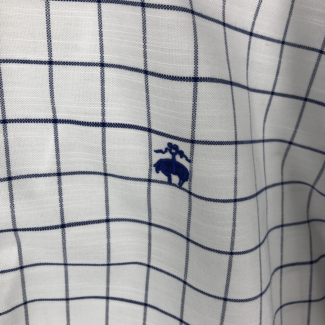 Brooks Brothers Est.1818 MADISON Long Sleeve Button-Down Check Shirt, Men's Size L Supima Cotton white type Vintage Second Hand