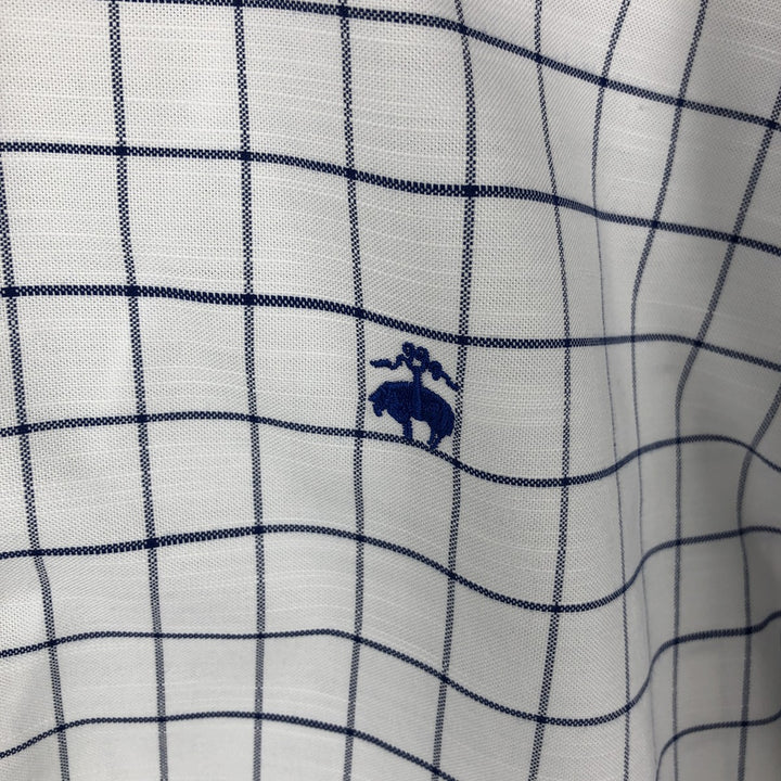 Brooks Brothers Est.1818 MADISON Long Sleeve Button-Down Check Shirt, Men's Size L Supima Cotton white type Vintage Second Hand