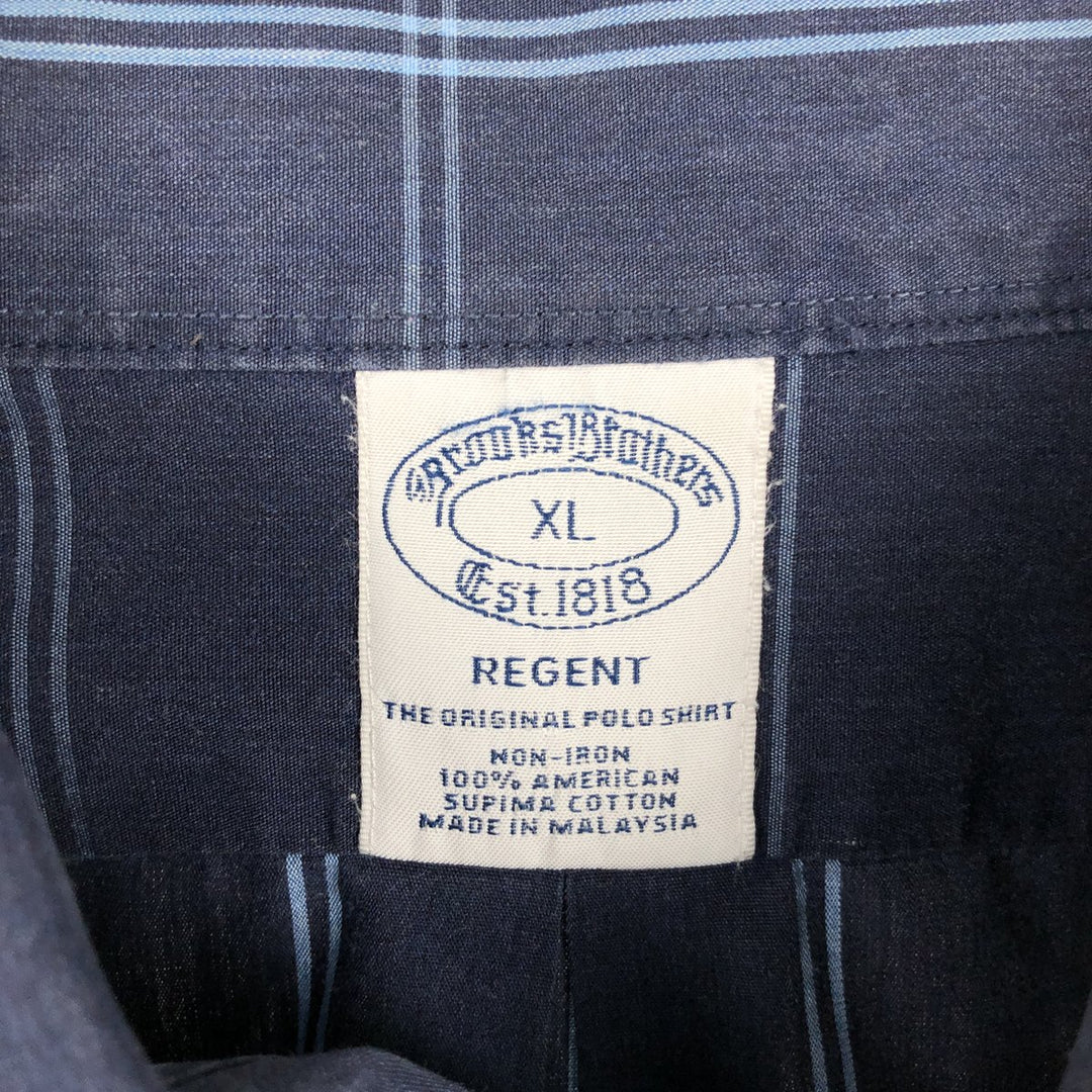 Brooks Brothers Est.1818 REGENT Long Sleeve Button-Down Check Shirt Men's XL Supima Cotton navy blue type Vintage Second Hand