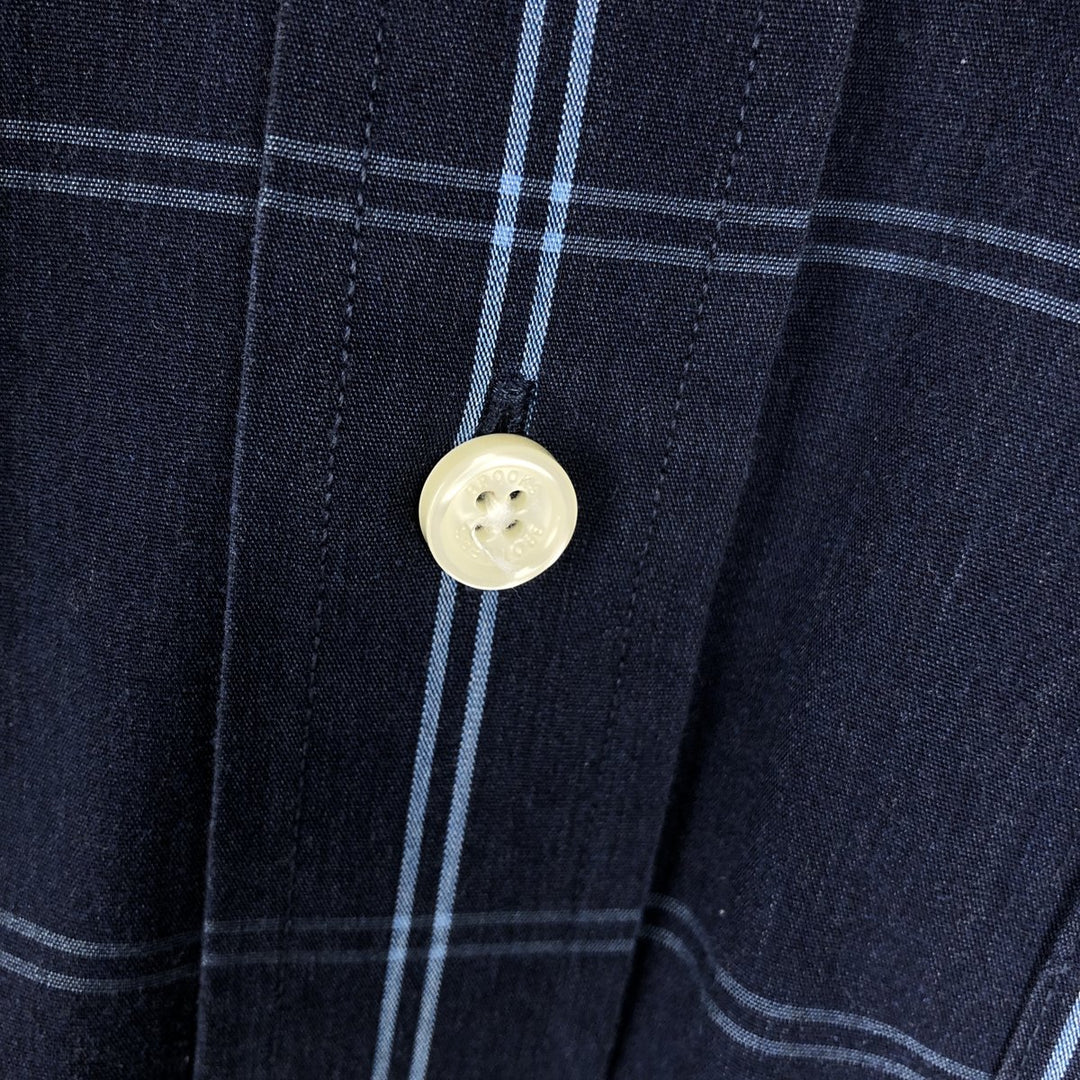 Brooks Brothers Est.1818 REGENT Long Sleeve Button-Down Check Shirt Men's XL Supima Cotton navy blue type Vintage Second Hand