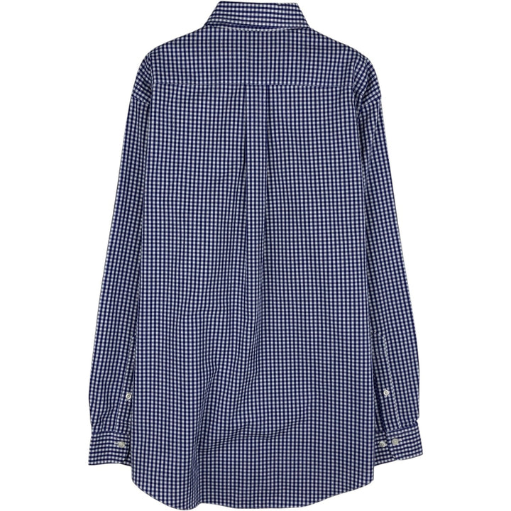 Brooks Brothers Est. 1818 Gingham Check Long Sleeve Button-Down Check Shirt, Men's Size Medium cotton blue type Vintage Second Hand