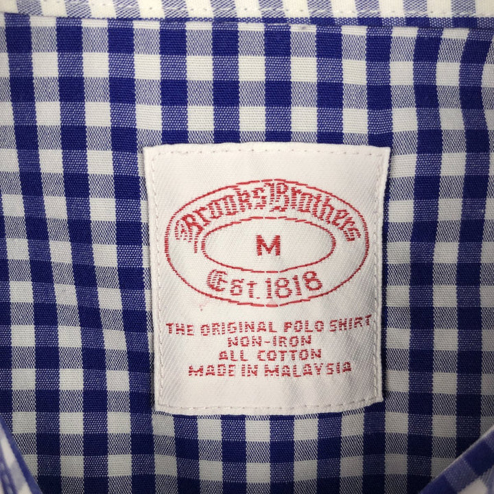 Brooks Brothers Est. 1818 Gingham Check Long Sleeve Button-Down Check Shirt, Men's Size Medium cotton blue type Vintage Second Hand