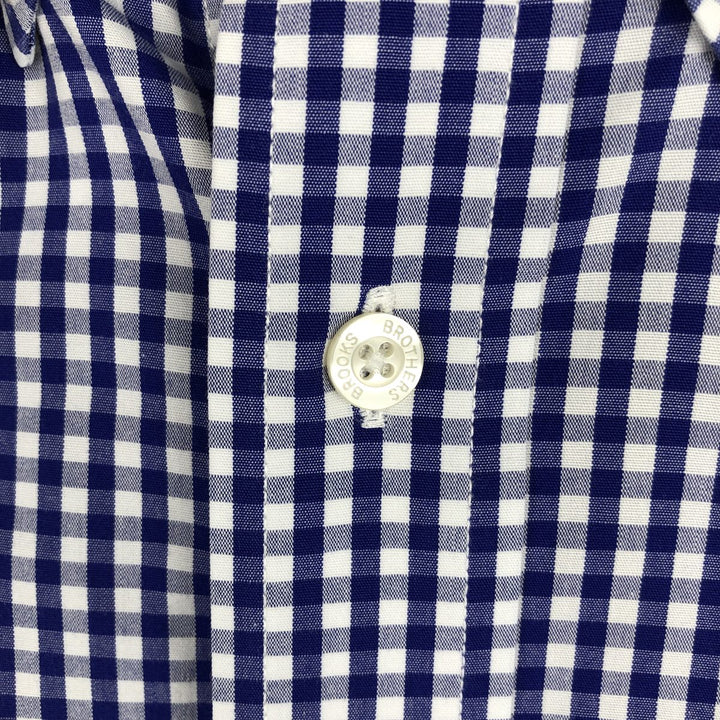 Brooks Brothers Est. 1818 Gingham Check Long Sleeve Button-Down Check Shirt, Men's Size Medium cotton blue type Vintage Second Hand