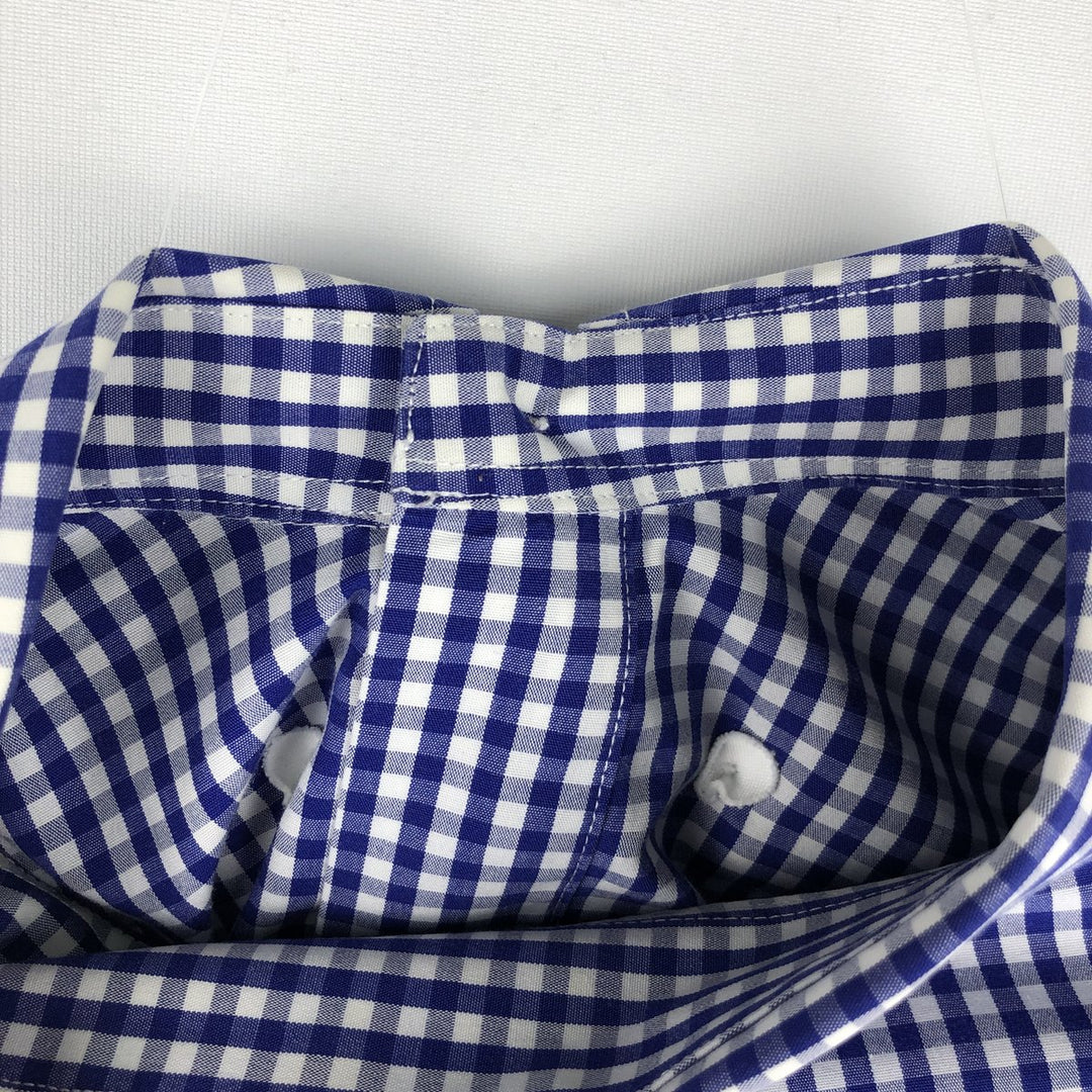 Brooks Brothers Est. 1818 Gingham Check Long Sleeve Button-Down Check Shirt, Men's Size Medium cotton blue type Vintage Second Hand