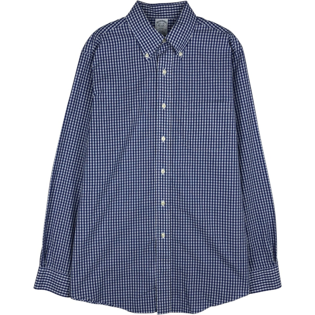 Brooks Brothers Est.1818 REGENT Long Sleeve Button-Down Check Shirt, Men's Size M Supima Cotton blue type Vintage Second Hand